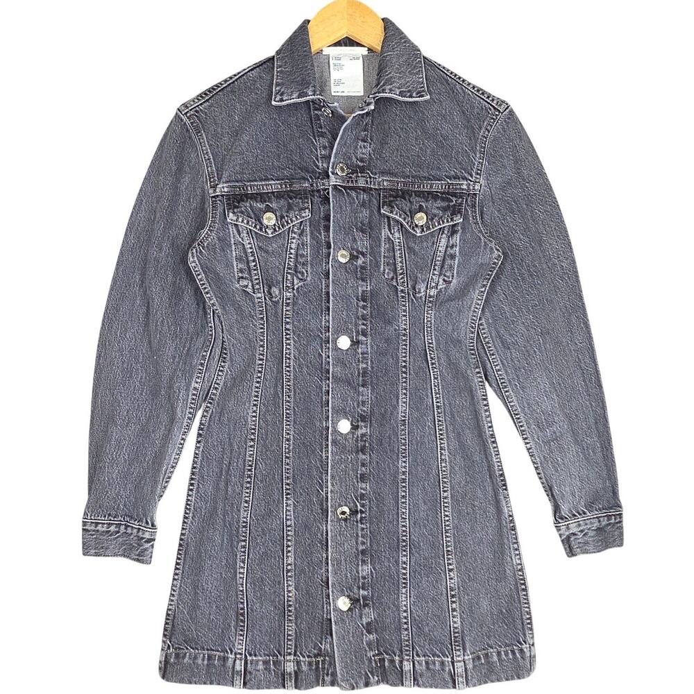 HELMUT LANG GRAY DENIM JACKET / DRESS – WOMEN’S XS – MADE IN ITALY – 100% COTTON